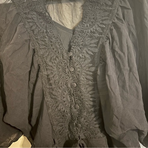 Daniel Rainn‎ Black Silk Lace Button Top Blouse Whimsigoth Small - Picture 9 of 9
